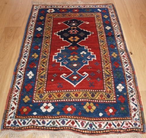 Antique Caucasian Kazak Rug with Superb Colour and Long Glossy Pile, Late 19th Century.