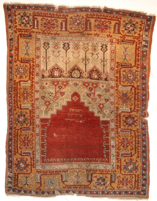 Antique Turkish Ladik Prayer Rug, Dated 3 Times 1285 (1868), Superb Early Example.