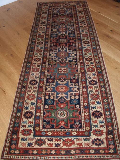 Antique Caucasian Shirvan Runner with Lesghi Star Design, Fine Weave, Superb Colours. Circa 1880.
