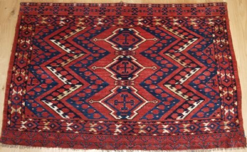Antique Ersari Beshir Turkmen Chuval with Ikat Design, Superb Colour, Full Pile, Circa 1880.