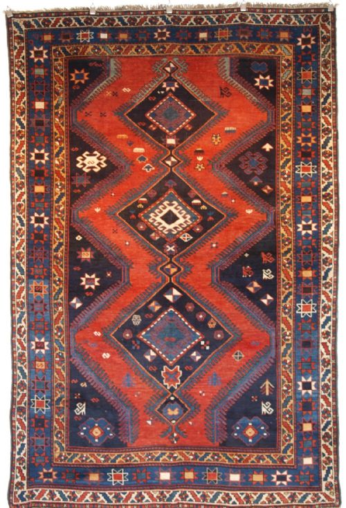 Antique South West Caucasian Armenian Kazak Rug, Linked Medallion Design, Circa 1900.