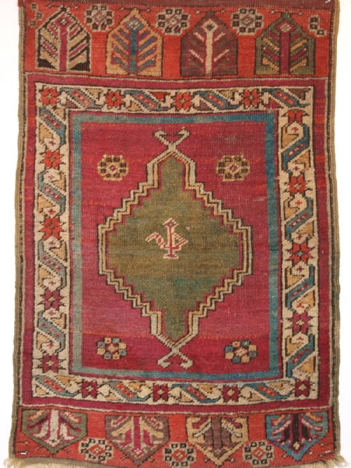 Antique Turkish Kirsehir Village Yastik Rug, Late 19th Century.