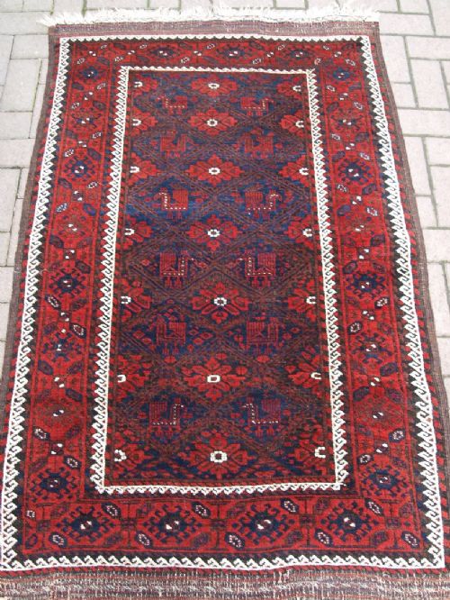 Antique 'Bird' Baluch Rug, Lattice Design with Birds, Superb Colours, Circa 1890.
