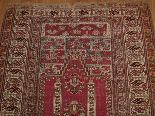 fig 1. ANTIQUE TURKISH GHIORDES PRAYER RUG, BEAUTIFUL COLOUR, 2ND HALF 19TH CENTURY.