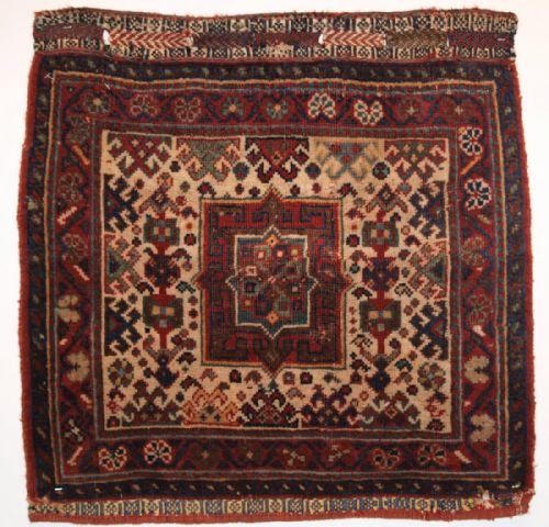 Antique South West Persian Khamseh Bag of Small Size with a White Ground, Circa 1900.