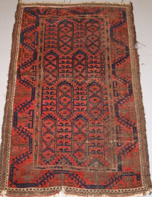 Antique Baluch Rug, Interesting Field Design, Circa 1900.