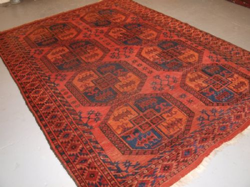 Antique Afghan Ersari Turkmen Main Carpet, Small Size with Very Large Guls, Circa 1900.