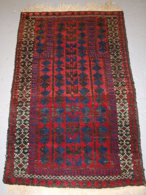 Old Afghan Village Prayer Rug, Tree of Life Design, Circa 1920.