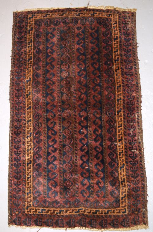 Antique Afghan Baluch Balisht Storage Bag Face, Good Design, Circa 1900.