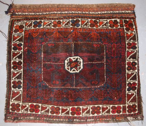 Antique Afghan Baluch Saddle Bag with Plain Weave Back, Circa 1900.
