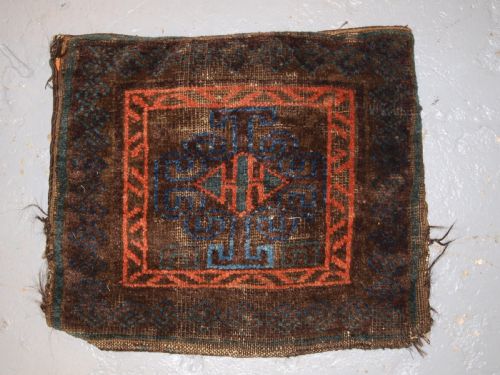 Antique Afghan Baluch Saddle Bag, Good Colours, Plain Weave Back, Circa 1900.