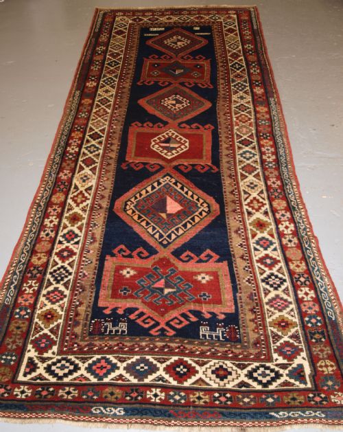 Antique Caucasian Kazak Long Rug or Runner, Great Condition and Colour, Late 19th Century.