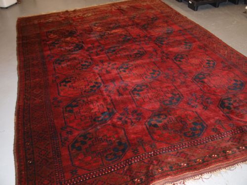 Old Afghan Village Carpet, Traditional Ersari Design, Great Condition, Circa 1920.