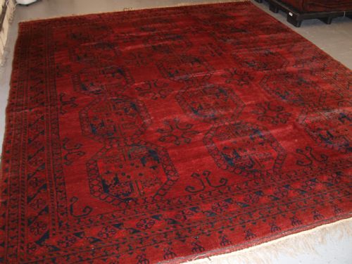 Old Afghan Village Carpet, Great Almost Square Size, Superb Condition, Circa 1920.