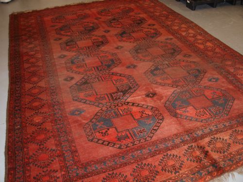 Antique Afghan Sulayman Carpet, Heavy Wear but Still Sound, Circa 1900.