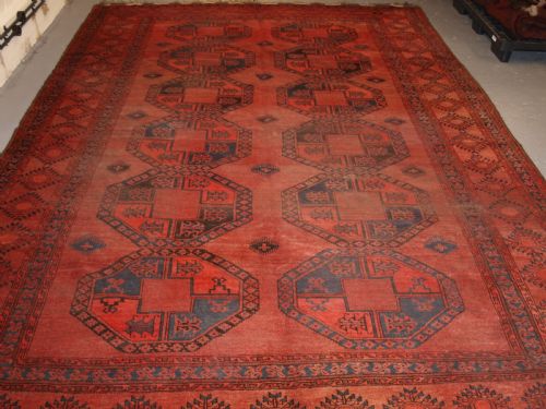 fig 1. ANTIQUE AFGHAN SULAYMAN CARPET, HEAVY WEAR BUT STILL SOUND, CIRCA 1900.