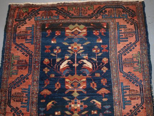 fig 1. OLD NORTH WEST PERSIAN HAMADAN VILLAGE RUG WITH UNUSUAL DESIGN, BALUCH BORDER, CIRCA 1920.
