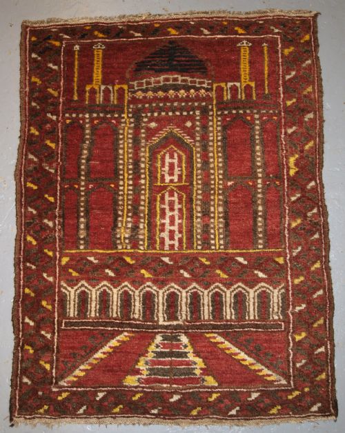 Old Afghan Kizil Ayak Childs Mosque Prayer Rug, Scarce Example, Circa 1920.