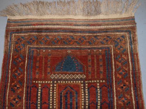 fig 1. OLD AFGHAN KIZIL AYAK MOSQUE PRAYER RUG, VERY SOFT WOOL, CIRCA 1920.