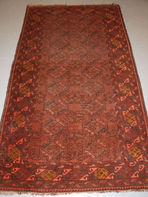 Old Afghan Village Rug, Soft Brown Colour, Some Wear, Lived with Look, Circa 1920.