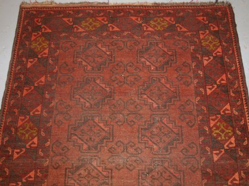 fig 1. OLD AFGHAN VILLAGE RUG, SOFT BROWN COLOUR, SOME WEAR, LIVED WITH LOOK, CIRCA 1920.