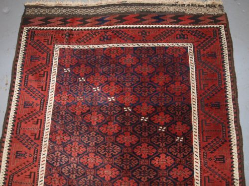 fig 1. ANTIQUE BALUCH RUG, KHORASSAN REGION, EASTERN PERSIA, SNOWFLAKE LATTICE DESIGN, 4TH QUARTER 19TH CENTURY.