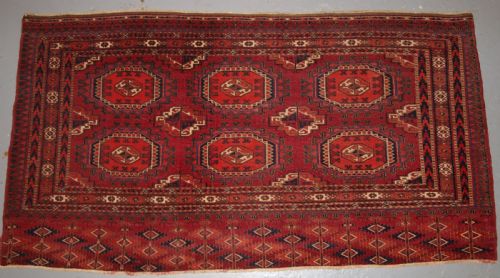 Antique Tekke Turkmen Chuval with Salor Guls, Very Fine Weave, Circa 1880.