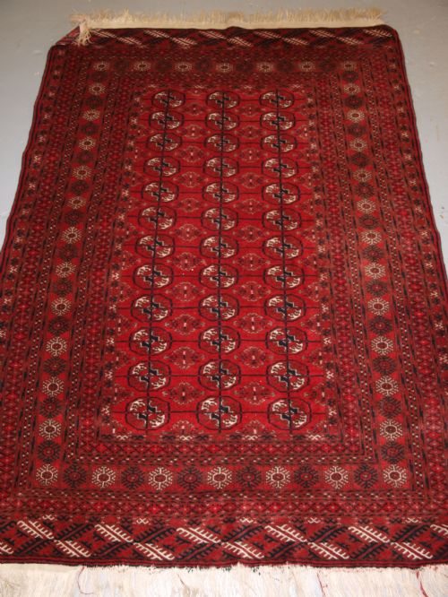 Old Afghan Village Rug, Very Fine Weave, Tekke Turkmen Design, Circa 1920.