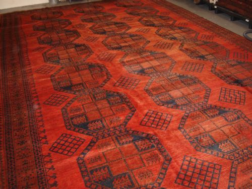Antique Afghan Sulayman Ersari Carpet of Very Large Size with Exceptional Colour, Circa 1900.