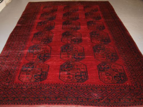Old Traditional Red Afghan Village Carpet, Perfect Condition, Circa 1920.