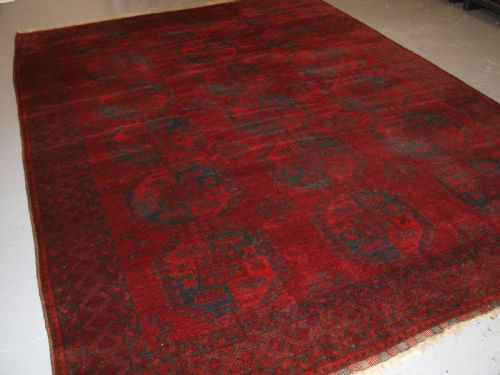 Antique Afghan Ersari Turkmen Carpet, Deep Plum Red Colour, Circa 1900.