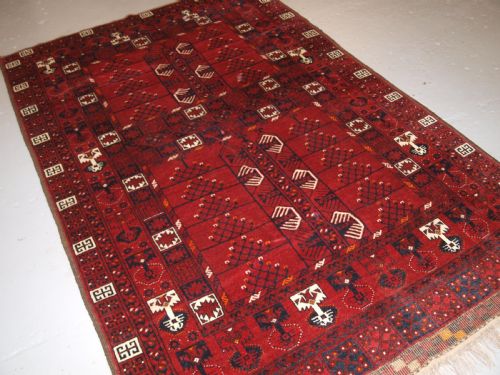 Old Afghan Village Rug with Ersari Turkmen Ensi Design, Circa 1920.
