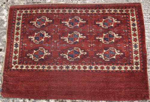 antique yomut turkmen 9 gul chuval early example with great colour early 19th century - CATEGORY: ANTIQUE RUGS - DATED 1800