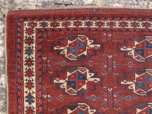 ANTIQUE YOMUT TURKMEN 9 GUL CHUVAL EARLY EXAMPLE WITH GREAT COLOUR EARLY 19TH CENTURY - ADDITIONAL PHOTO 1