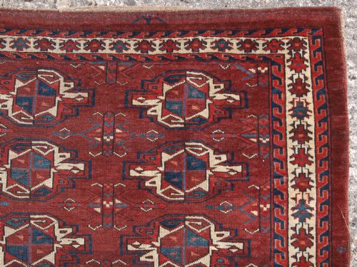 ANTIQUE YOMUT TURKMEN 9 GUL CHUVAL EARLY EXAMPLE WITH GREAT COLOUR EARLY 19TH CENTURY - ADDITIONAL PHOTO 2