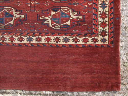 ANTIQUE YOMUT TURKMEN 9 GUL CHUVAL EARLY EXAMPLE WITH GREAT COLOUR EARLY 19TH CENTURY - ADDITIONAL PHOTO 4