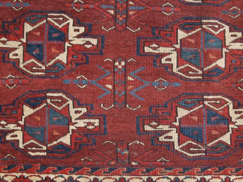 ANTIQUE YOMUT TURKMEN 9 GUL CHUVAL EARLY EXAMPLE WITH GREAT COLOUR EARLY 19TH CENTURY - ADDITIONAL PHOTO 5