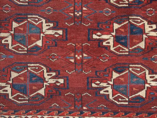 ANTIQUE YOMUT TURKMEN 9 GUL CHUVAL EARLY EXAMPLE WITH GREAT COLOUR EARLY 19TH CENTURY - ADDITIONAL PHOTO 6