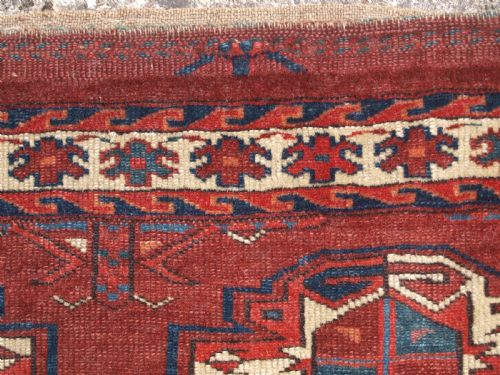 ANTIQUE YOMUT TURKMEN 9 GUL CHUVAL EARLY EXAMPLE WITH GREAT COLOUR EARLY 19TH CENTURY - ADDITIONAL PHOTO 10