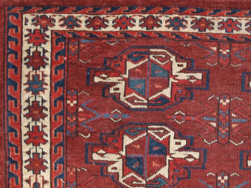 ANTIQUE YOMUT TURKMEN 9 GUL CHUVAL EARLY EXAMPLE WITH GREAT COLOUR EARLY 19TH CENTURY - ADDITIONAL PHOTO 11