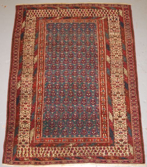 Antique Yomut or Tekke Turkmen Blue Ground Dowry Rug of Rare Format, Circa 1900.