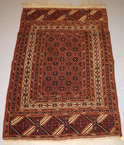 Antique Yomut Turkmen Rug, Star Border, Superb Condition, Circa 1900/20.