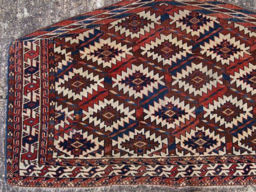 fig 1. ANTIQUE YOMUT TURKMEN ASMALYK, BRIDAL CAMEL DECORATION, SUPERB COLOURS, 2ND HALF 19TH CENTURY.