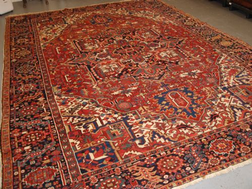 Antique Persian Heriz Carpet with Superb Colours, Square Size, Ideal Furnishing Carpet, Circa 1900.