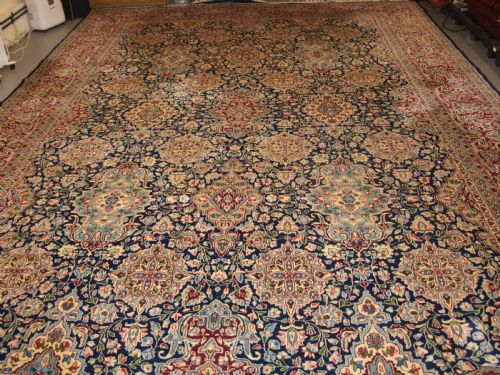 fig 1. OLD PERSIAN KIRMAN CARPET BY MASTER WEAVER RASHID FARROKHI, GARDEN DESIGN WITH SUPERB COLOUR. CIRCA 1920/30.