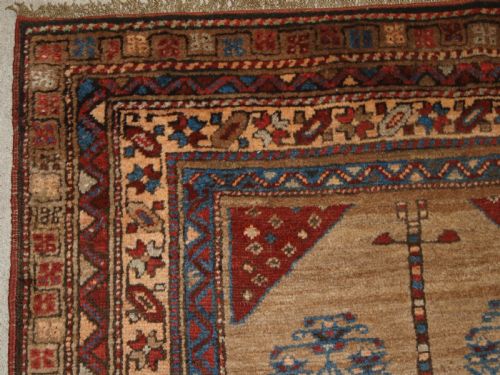 fig 1. ANTIQUE NORTH WEST PERSIAN KURDISH RUNNER, CAMEL GROUND, LOTS OF ANIMALS, CIRCA 1900.
