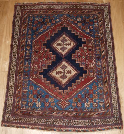 Antique Persian Afshar Rug of Classic Design, Small Size with Great Colour, Late 19th Century.
