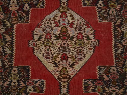 OLD SENNEH KILIM RUNNER LINKED MEDALLION DESIGN EXCELLENT CONDITION CIRCA 1920 - ADDITIONAL PHOTO 7