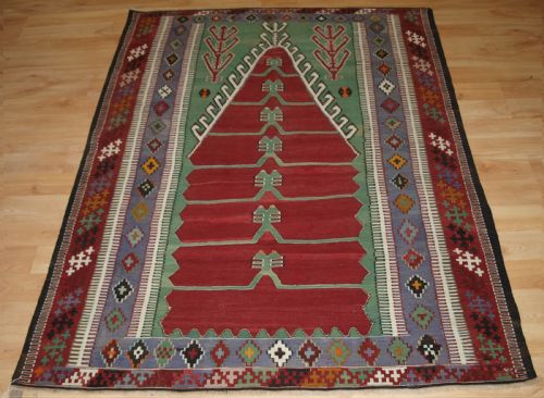Old Turkish Obruk Prayer Kilim of Traditional Design, Excellent Condition, Circa 1920.