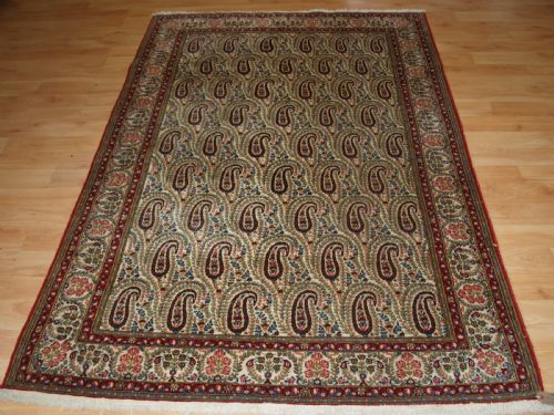 Old Qum Rug with All Over Boteh Design, Excellent Condition, Circa 1920.